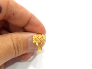 Gold Ring Blank Ring Settings Ring Bezel Base Cabochon Mountings Adjustable  (2mm blank ) Gold Plated Brass G10289