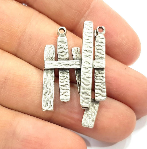 2 Silver Charms Antique Silver Plated Charms (37x22mm) G10311