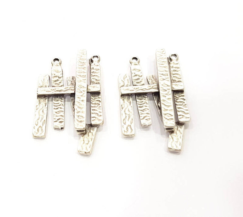 2 Silver Charms Antique Silver Plated Charms (37x22mm) G10311