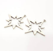 6 Star Charms Antique Silver Plated Charms (37x34mm) G10312