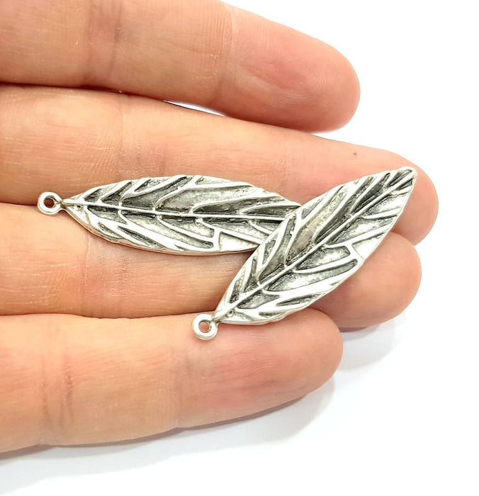 10 Leaf Charms Antique Silver Plated Charms (46x13mm) G12633