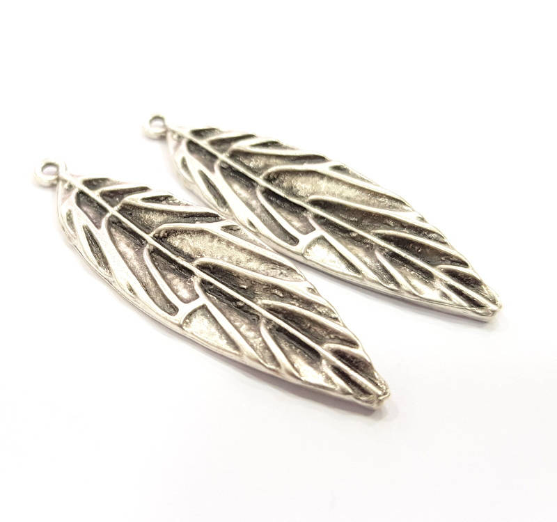 10 Leaf Charms Antique Silver Plated Charms (46x13mm) G12633