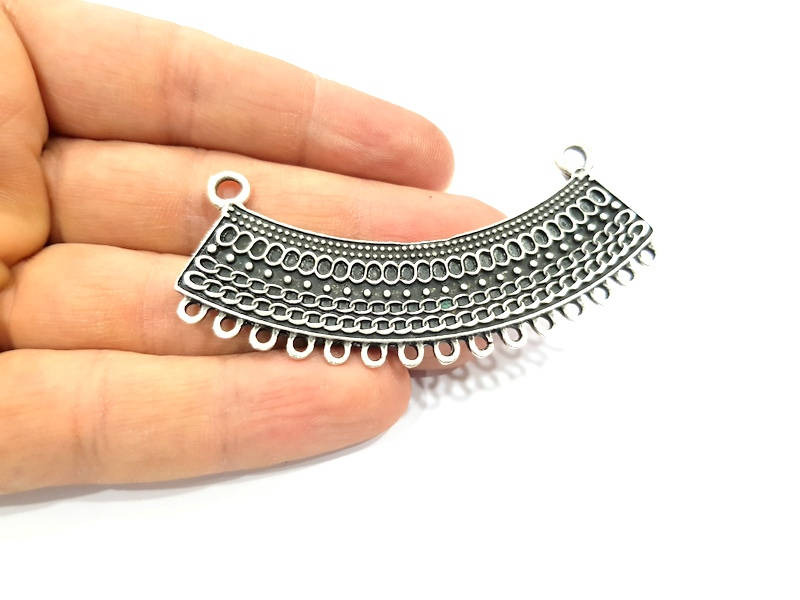 Silver Collar Pendant Antique Silver Plated Pendant Tribal Pendant Ethnic Pendant (77x19mm)  G10325