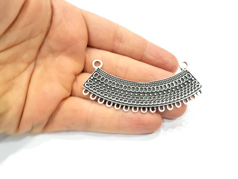 Silver Collar Pendant Antique Silver Plated Pendant Tribal Pendant Ethnic Pendant (77x19mm)  G10325