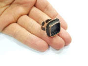 Copper Ring Settings inlay Ring Blank Mosaic Ring Bezel Base Cabochon Mountings (14 mm blank ) Antique Copper Plated Brass G12018