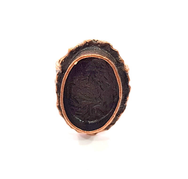 Copper Ring Settings inlay Ring Blank Mosaic Ring Bezel Base Cabochon Mountings (20x15 mm blank ) Antique Copper Plated Brass G12021
