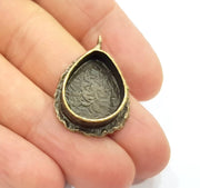 Antique Bronze Pendant Blank inlay Blank Mosaic Blank Resin Blank Bezel Base Mounting Antique Bronze Plated Brass ( 20x15mm blank) G12022