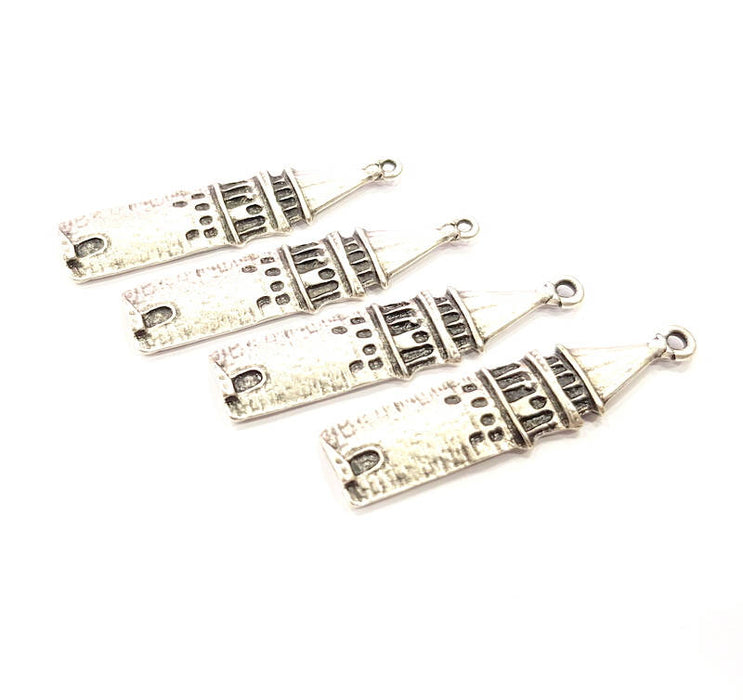 2 Galata Tower Charms Antique Silver Plated Charms (50x10mm) G10331