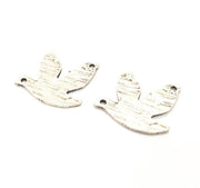 2 Dove Charms Antique Silver Plated Charms (32x23mm) G10332