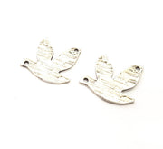 2 Dove Charms Antique Silver Plated Charms (32x23mm) G10332