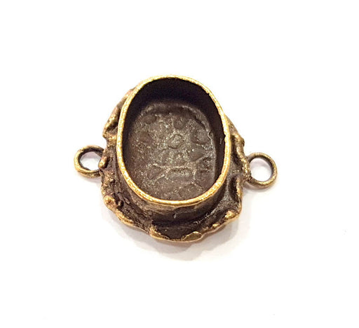 Antique Bronze Connector Pendant Blank inlay Blank Mosaic Blank Resin Bezel Base Mounting Antique Bronze Plated Brass (14x10mm blank) G12028