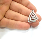 8 Triangle Charms Antique Silver Plated Metal Charms (27x20mm) G14435