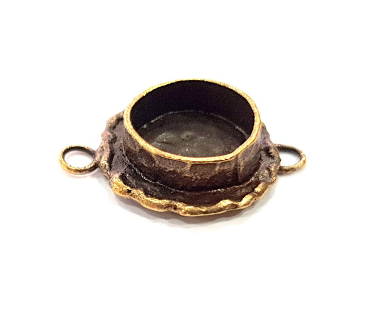Antique Bronze Connector Pendant Blank inlay Blank Mosaic Blank Resin Bezel Base Mounting Antique Bronze Plated Brass (10mm blank) G12030