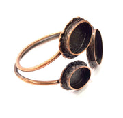 Copper Bracelet Blanks Bangle Blanks Cuff Blanks Adjustable Bracelet Blank Antique Copper Plated Brass (25x18mm+18x13mm Blanks ) G12031