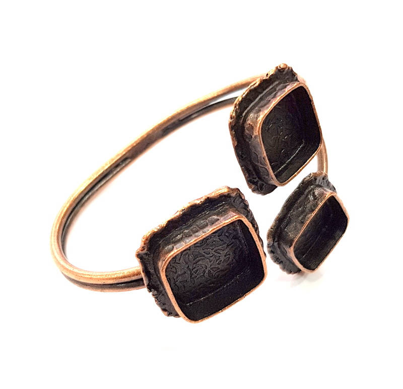 Copper Bracelet Blanks Bangle Blanks Cuff Blanks Adjustable Bracelet Blank Antique Copper Plated Brass (18mm+14mm Blanks ) G12032