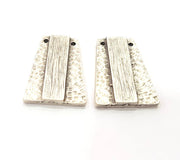2 Large Hammered Pendant Antique Silver Plated Metal Charms (33x24mm) G10338