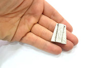 2 Large Hammered Pendant Antique Silver Plated Metal Charms (33x24mm) G10338