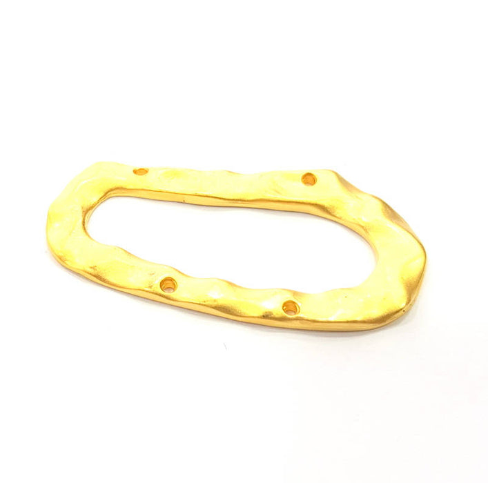 Hammered Eliptic Connector Gold Plated Metal Charms  (47x23mm)  G10346