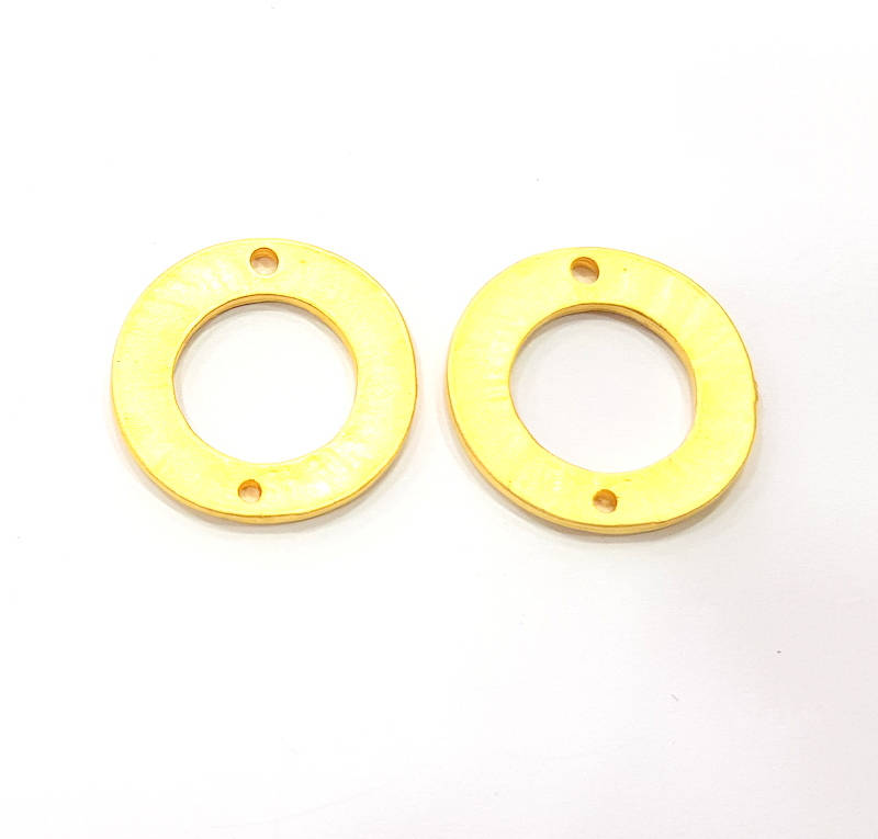 4 Circle Connector Charm Gold Plated Metal Charms  (23mm)  G10349