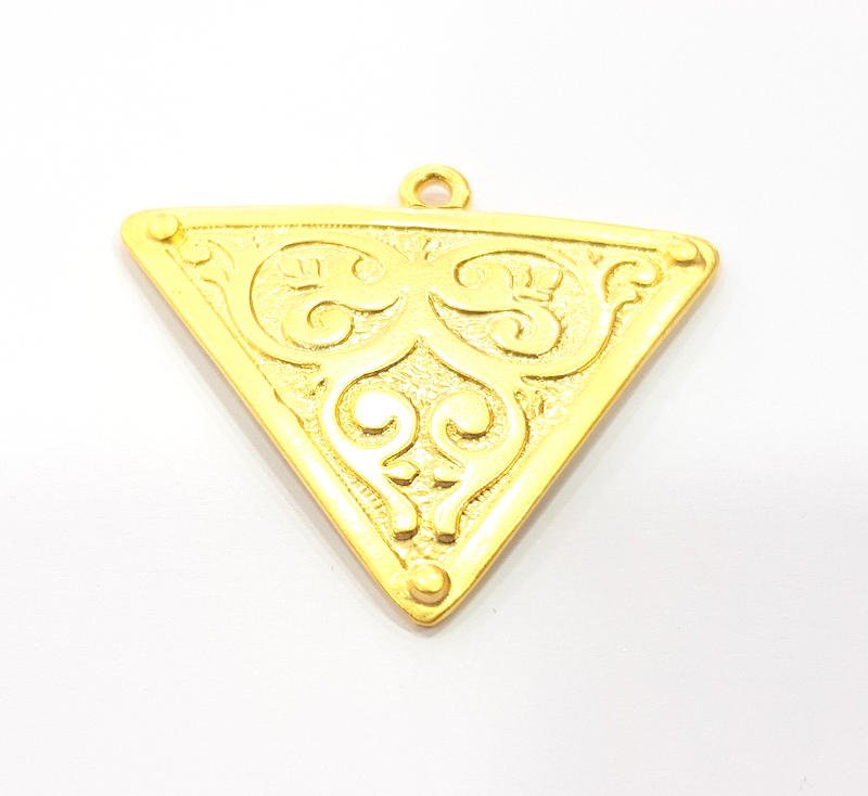 Patternet Triangle Pendant Gold Plated Metal Pendant (44x38mm)  G10350