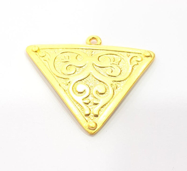 Patternet Triangle Pendant Gold Plated Metal Pendant (44x38mm)  G10350