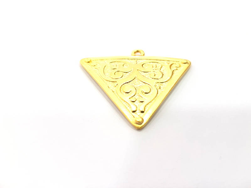 Patternet Triangle Pendant Gold Plated Metal Pendant (44x38mm)  G10350