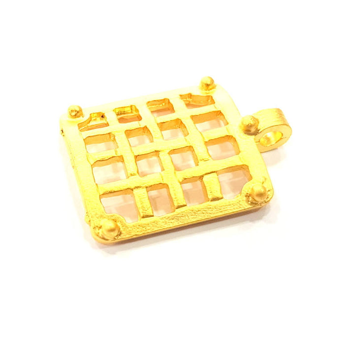 2 Square Charms Gold Plated Metal Charms  (36x21mm)  G10353