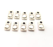 20 Zipper Handle Charms Antique Silver Plated Metal Charms (10x5mm) G10354