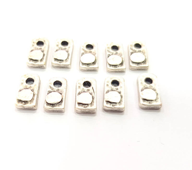 20 Zipper Handle Charms Antique Silver Plated Metal Charms (10x5mm) G10354