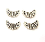 4 Creascent Connector Charms Antique Silver Plated Metal Charms (21x13mm) G10355