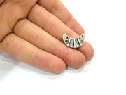 4 Creascent Connector Charms Antique Silver Plated Metal Charms (21x13mm) G10355