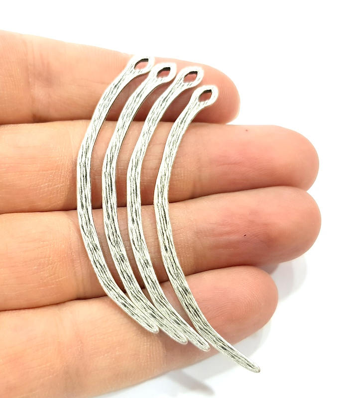 10 Silver Charms Antique Silver Plated Charms (61x3mm) G10356