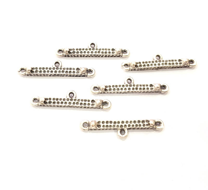 8 End Bar Antique Silver Plated Metal Findings (32x3mm) G16743