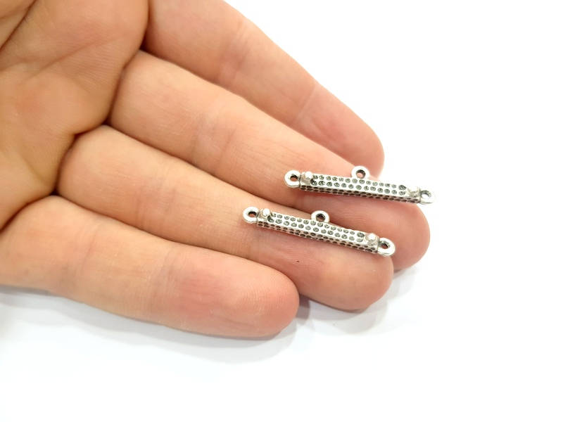 8 End Bar Antique Silver Plated Metal Findings (32x3mm) G16743