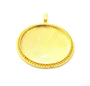 Gold Pendant Blank Base Setting Necklace Blank Resin Blank Mountings inlay Blank Gold Plated Blank ( 38mm blank ) G10362