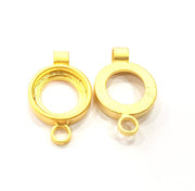 2 Gold Pendant Blank Base Setting Necklace Blank Resin Blank Mountings inlay Blank Gold Plated Blank ( 18mm blank ) G10367