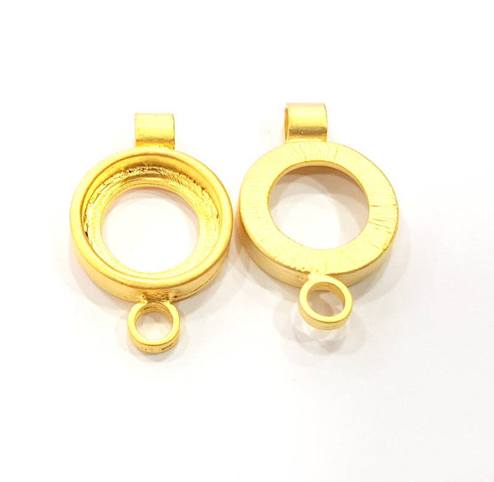 2 Gold Pendant Blank Base Setting Necklace Blank Resin Blank Mountings inlay Blank Gold Plated Blank ( 18mm blank ) G10367