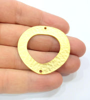 Large Hammered Circle Connector Charm Gold Plated Metal Charms  (40mm)  G10369