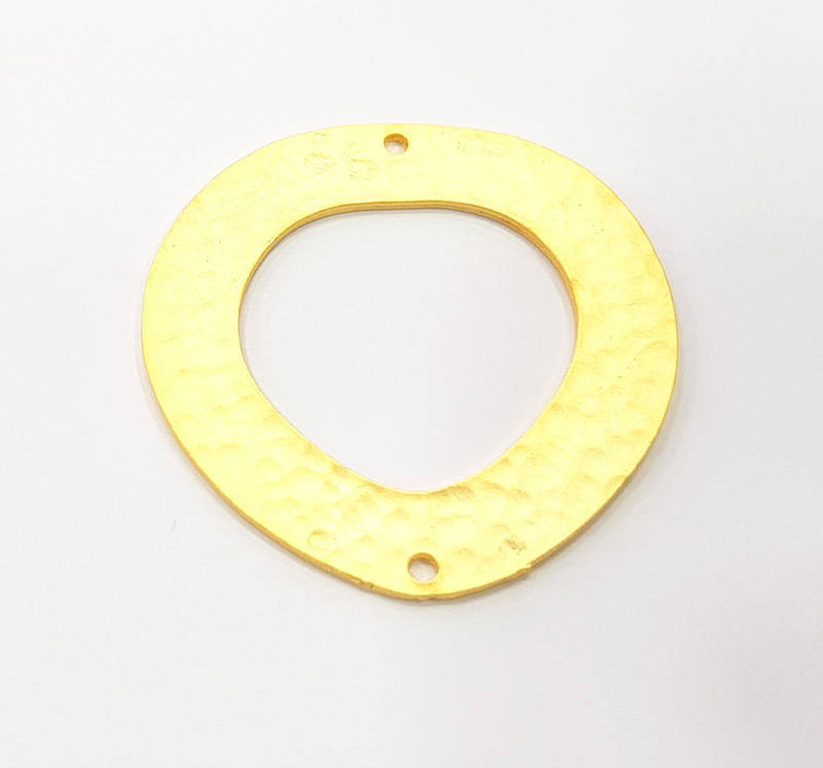 Large Hammered Circle Connector Charm Gold Plated Metal Charms  (40mm)  G10369
