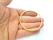 2 Large Hammered Circle Connector Charm Gold Plated Metal Charms  (64mm)  G10370