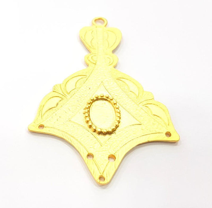 Large Gold Pendant Blank Gold Plated Metal Pendant (82x57mm)  G10371