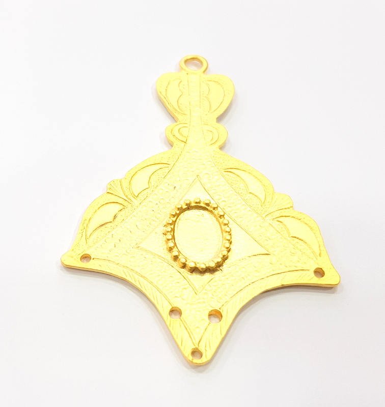 Large Gold Pendant Blank Gold Plated Metal Pendant (82x57mm)  G10371