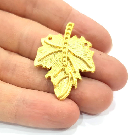Leaf Charm Gold Plated Metal Charms  (38x29mm)  G10375