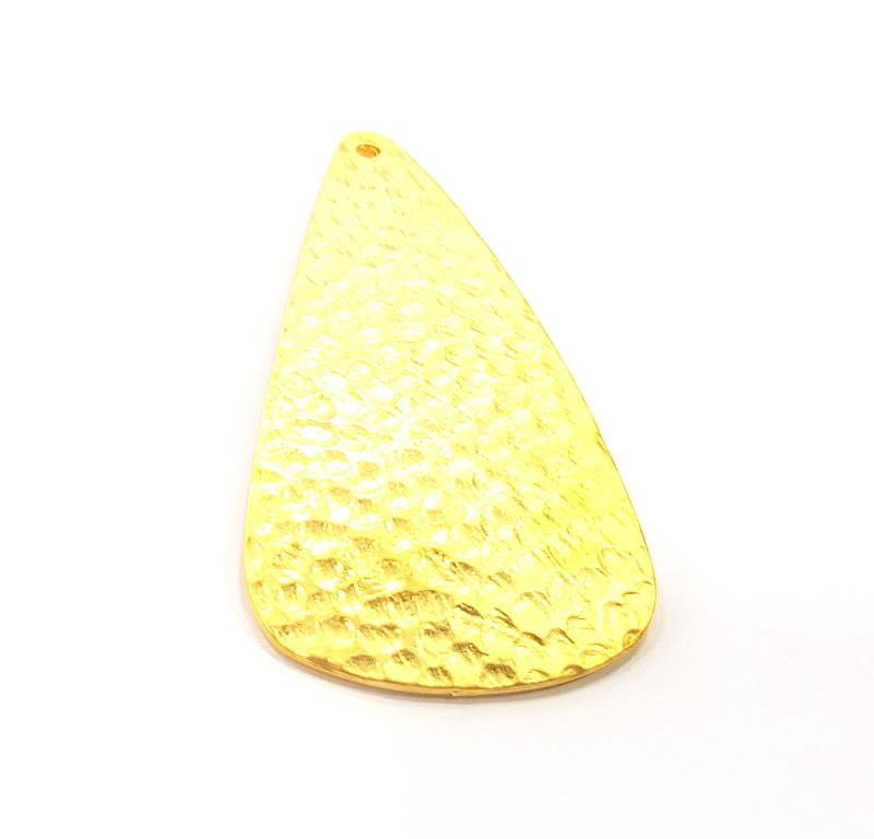 Hammered Sheet Pendant Gold Plated Metal Pendant (52x28mm)  G10384