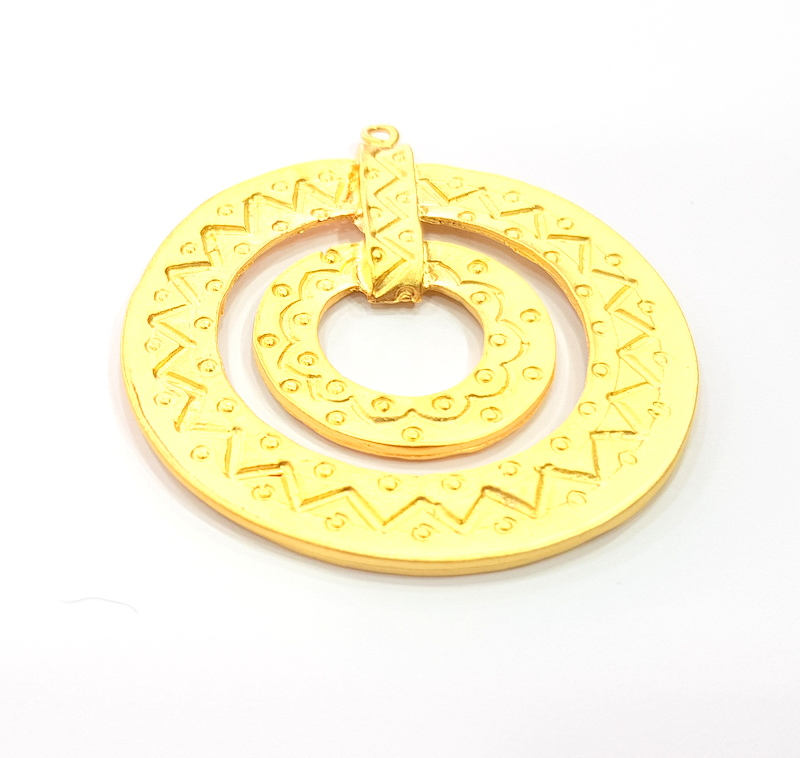 Large Circle Pendant Gold Plated Metal Pendant (57mm)  G10387