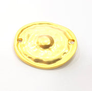 2 Hammered Round Charms Gold Plated Connector (30x28mm)  G10390