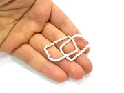 4 Hammered Frame Connector Antique Silver Plated Metal (36x22mm) G10438