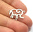 2 Elephant Charms Connector Antique Silver Plated Brass Charms (22x16mm)  G10441