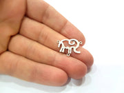 2 Elephant Charms Connector Antique Silver Plated Brass Charms (22x16mm)  G10441