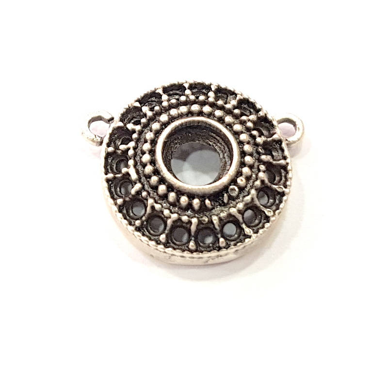 Silver Pendant Blank Connector Mosaic Base Blank inlay Blank Necklace Blank Resin Blank Antique Silver Plated Brass (5mm,1mm blank )  G10443